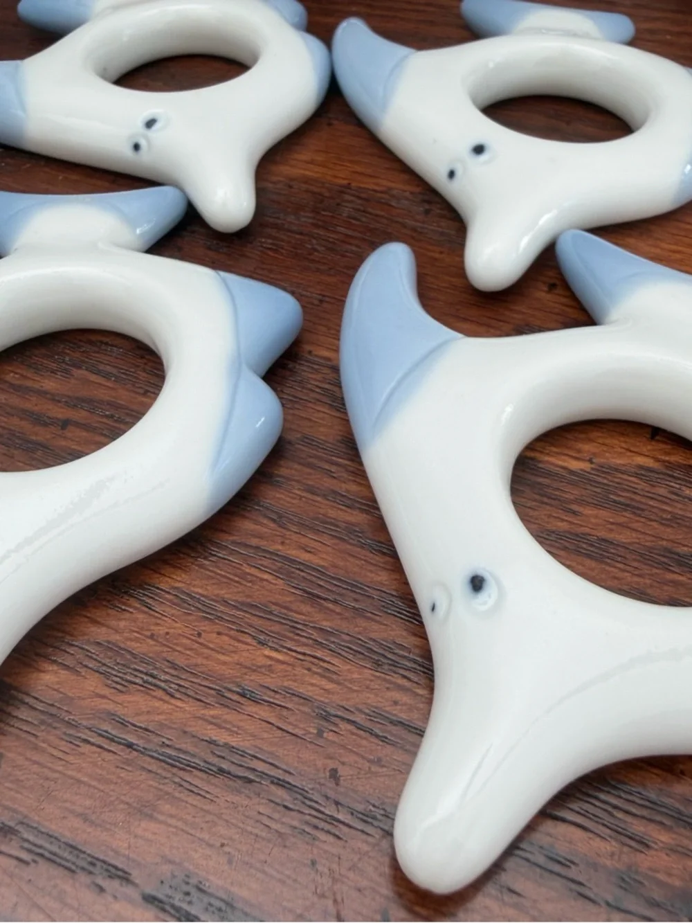 Vintage Dolphin Napkin Rings Set of 4 Ceramic Japan Coastal Beach Nautical Decor